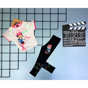 Compleu Love Minnie pentru fetite, 100% Bumbac Alb