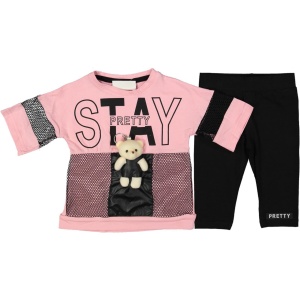 Compleu Stay Pretty pentru fetite, 100% Bumbac Roz, 2-5 ani