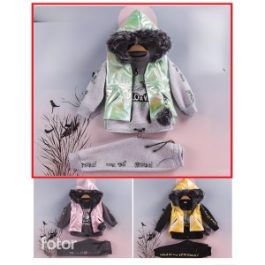 Compleu Verde Princess, 3 Piese, Vesta, Bluza si Pantaloni, Pentru Fete, 7-10 Ani