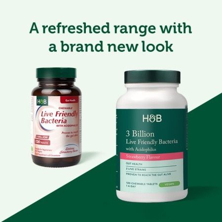 H&amp;B Chewable Acidophilus Strawberry (Probiotic cu aroma de capșuni) 3 miliarde 120 tablete masticabile - Img 5