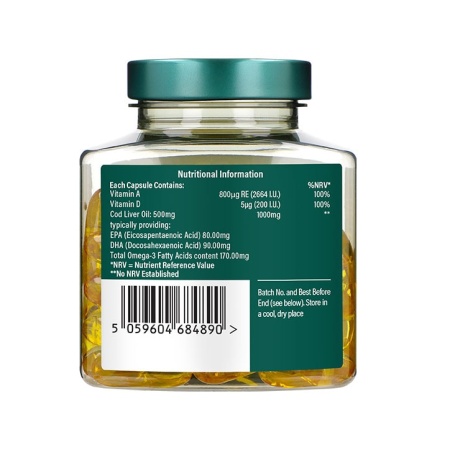 H&amp;B Omega-3 Ulei de Cod 1000 mg 60 capsule - Img 2