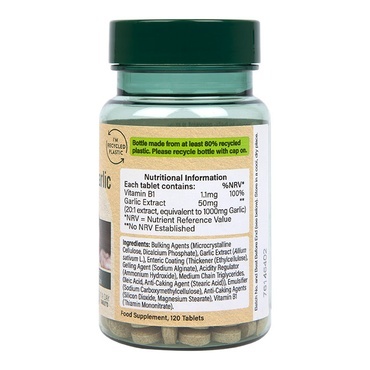 HB Usturoi cu Alicină fără miros 1000mg 120 tablete, Holland and Barrett - Img 2