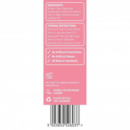 Mini Drops Skin Care (Vitamina E) picaturi pentru bebelusi 30ml, Natures Aid masaj