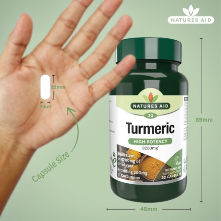 Turmeric 8200mg Natures Aid 60 capsule cu potenta ridicata - Img 4