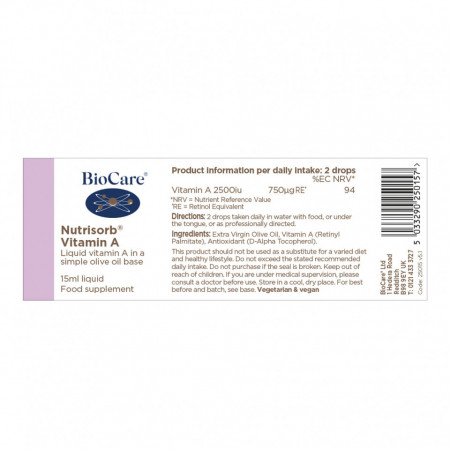 BioCare Nutrisorb® Vitamina A 15ml - Img 3