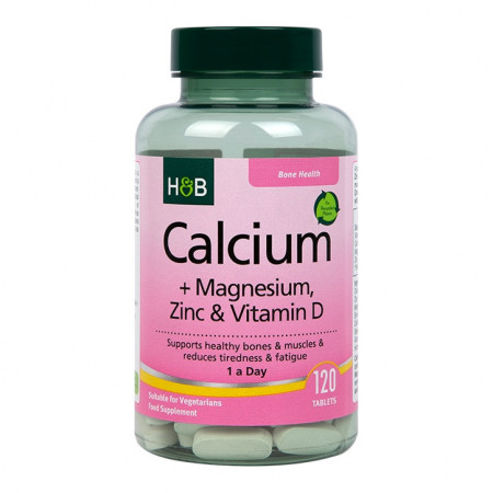 H&B Calciu Magneziu Vitamina D3 & Zinc 120 tablete