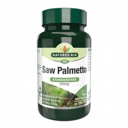 NaturesAid Saw Palmetto (Fructe de Palmier Pitic) 500mg 90 tablete