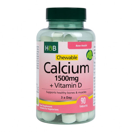H&B Calciu + D3 90 tablete masticabile
