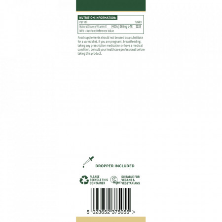 NaturesAid 100% Natural Vitamina E Uleioasa 20,000iu 50ml ingrediente