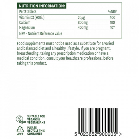 NaturesAid Calciu, Magneziu si Vitamina D3 90 comprimate - Img 2