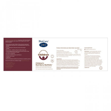 Red Berry BioMelts Probiotic pentru Copii pulbere 120g, BioCare