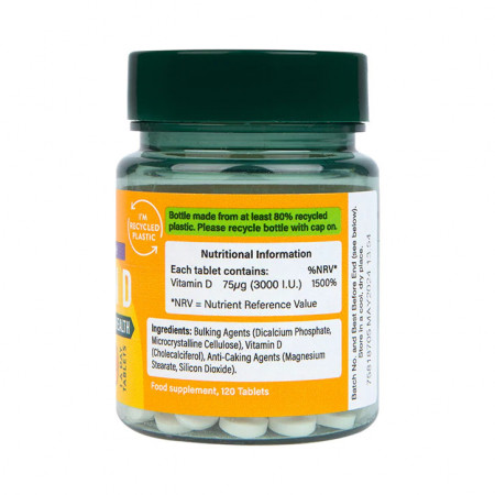 Holland &amp; Barrett Vitamin D 3000 I.U. 75ug 120 Tablets ingrediente