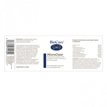 Micro Clear Complex Pentru Echilibrul Microbian Intestinal 60 capsule, BioCare - Img 2