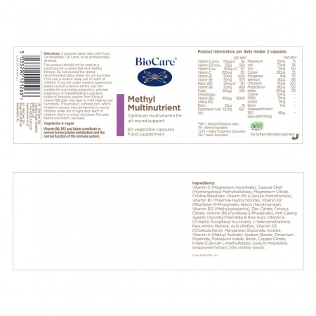 Methyl Multinutrient 60 V caps, BioCare - Img 2