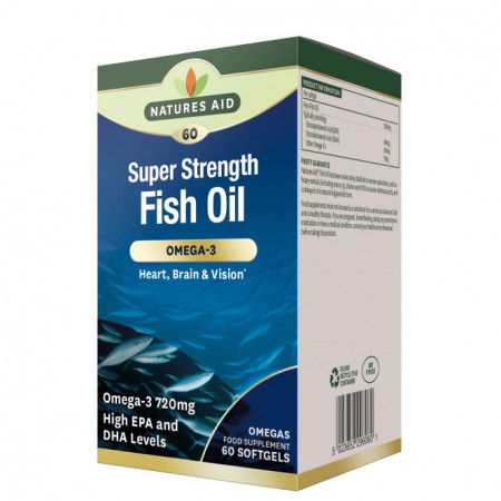 NaturesAid Ulei de Peste Concentrat (Super Strength Fish Oil) 1200mg 60 capsule