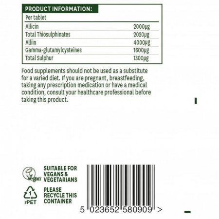 NaturesAid Usturoi Concentrat 2000µg 90 tablete doza