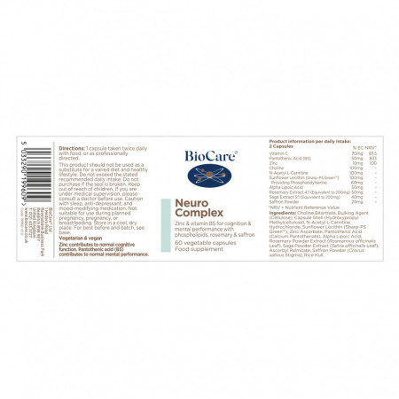 BioCare Neuro Complex ingrediente