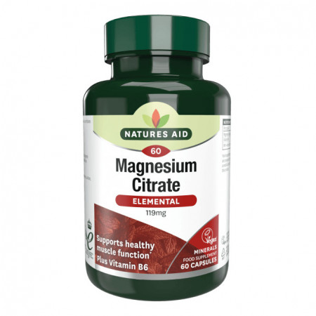 NaturesAid Citrat de Magneziu cu B6 60 capsule