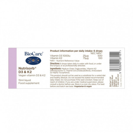 BioCare Nutrisorb® D3 &amp; K2 15ml - Img 3