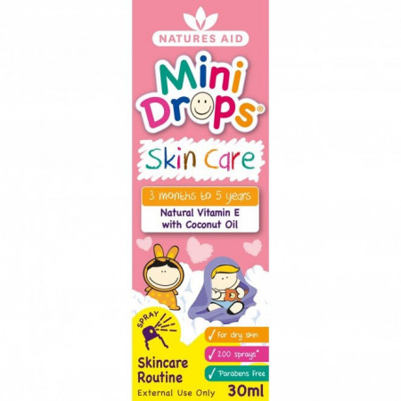 Mini Drops Skin Care (Vitamina E) picaturi pentru bebelusi 30ml, Natures Aid