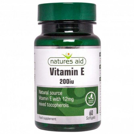 NaturesAid Vitamina E din surse naturale 200iu 60 capsule