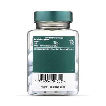 H&amp;B Zinc 25mg cu Cupru High Strength Chelated Zinc and Copper 120 comprimate - Img 2
