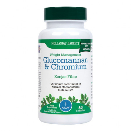 H&amp;B Glucomannan (Konjak) si Crom pentru slabit 90 capsule - Img 3