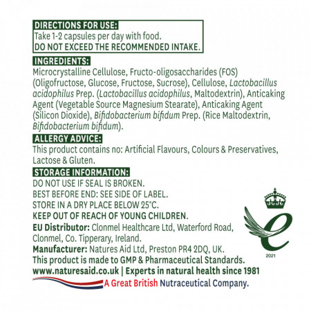 NaturesAid Microbiotic Complex 60 capsule doza