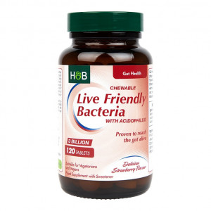 H&B Chewable Acidophilus Strawberry (Probiotic cu aroma de capșuni) 3 miliarde 120 tablete masticabile