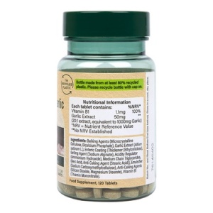 HB Usturoi cu Alicină fără miros 1000mg 120 tablete, Holland and Barrett - Img 2