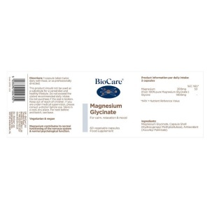 Magneziu Glicinat BioCare formă chelată biodisponibilă 60 capsule - Img 2