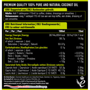 NaturesAid 100% MCT Oil 500ml ingrediente