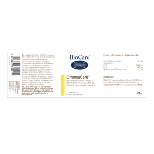 OmegaCare Ulei de Pește Lichid Concentrat de Înaltă Puritate 225ml, BioCare - Img 2