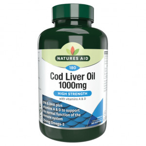 NaturesAid Ulei din Ficat de Cod (Cod Liver Oil) 1000mg 180 capsule