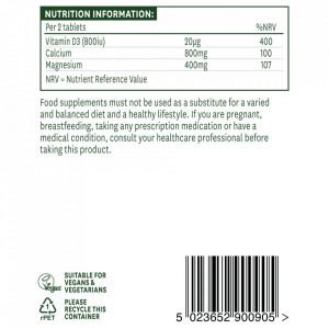 NaturesAid Calciu, Magneziu si Vitamina D3 90 comprimate - Img 2