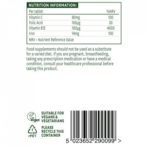 NaturesAid Fier Bisglicinat 14mg 90 tablete - Img 2