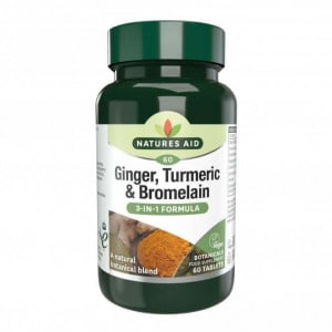 NaturesAid Ghimbir, Turmeric & Bromelaina 60 tablete