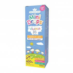 Mini Drops Vitamina D3 picaturi pentu bebeluși 50ml, Natures Aid