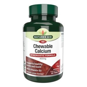 Calciu Masticabil cu Vitamina D3 Formula Sinergistică Natures Aid, 60 Comprimate