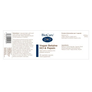 Betaine HCl si Pepsin 90 caps, BioCare - Img 2
