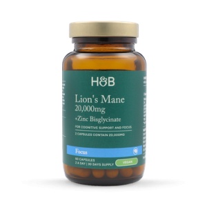 Coama Leului Lion’s Mane 20.000 mg + Zinc Bisglicinat + Vitamina B12, 60 capsule Holland & Barrett