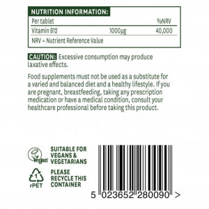 Vitamina B12 Metilcobalamina 1000ug, 90cpr, Natures Aid doza