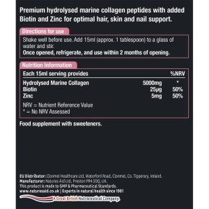 Colagen Marin Lichid 5000mg Capsuni si Lime 500ml, Natures Aid - Img 2