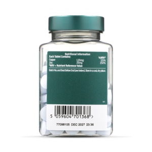 H&B Zinc 25mg cu Cupru High Strength Chelated Zinc and Copper 120 comprimate - Img 2
