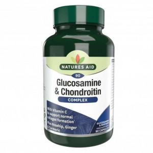 NaturesAid Glucosamina, Chondroitina cu Macese, Ghimbir și Turmeric 90 capsule