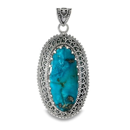 Pandantiv Argint Realizat Manual Turquoise Tibetan Avani
