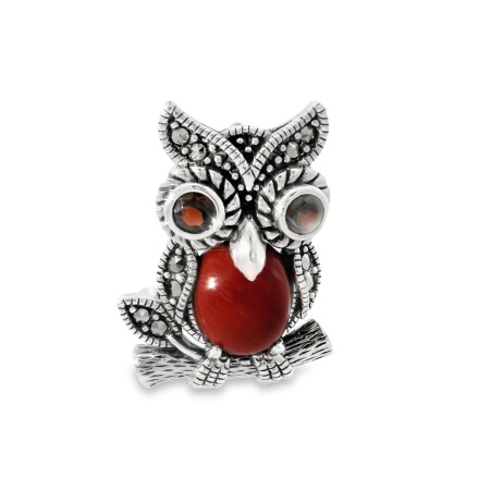 Brosa Argint cu Marcasite Alphosine Red
