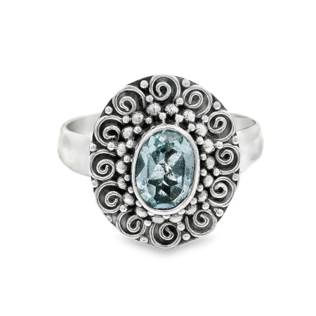 Inel Argint realizat manual Topaz Albastru Bethari