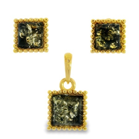 Set Argint suflat in Aur 585 Chihlimbar Anu Green