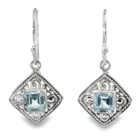 Cercei Argint realizati manual Topaz Albastru Esha